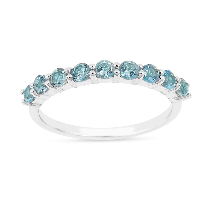【人気沸騰】 Topaz Blue Round Sterling Stackable Style Anniversary Silver アクセサリー