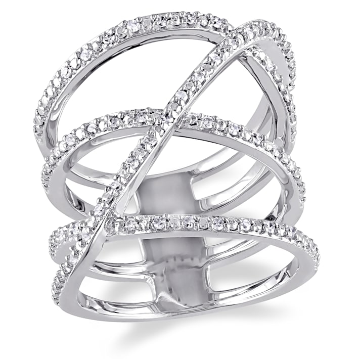 MONTICKENDAM クロスオーバーリング 1/5 CT TW Diamond Crossover Ring in Sterling Silver - 16NBVA
