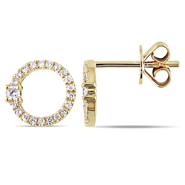 1/6 CT TW Diamond Circle Stud Earrings in 14k Yellow Gold