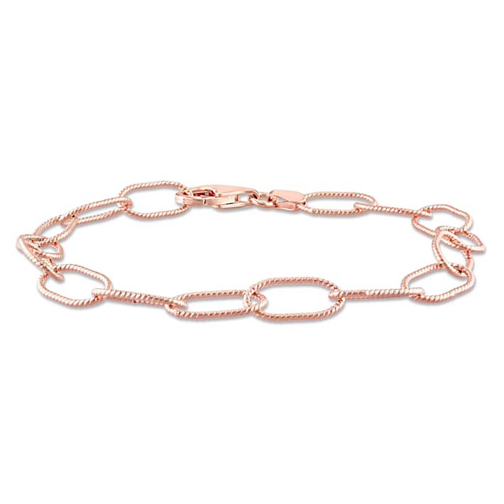 6.5MM Twisted Rolo Chain Bracelet in 18K Rose Gold Over