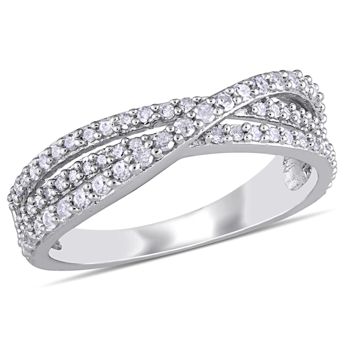 1/2 CT TW Diamond Crossover Ring in Sterling Silver - 14559A