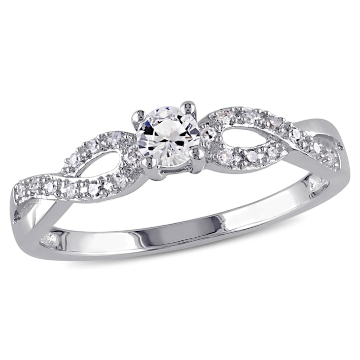 肌触りがいい White Created TGW CT 1/4 Sapphire Diamond TW CT 1/10 and 指輪・リング