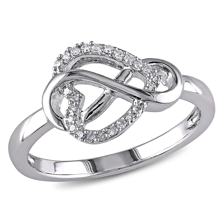 【在庫有】 Diamond TW CT 1/10 Infinity Silver Sterling in Ring Heart アクセサリー