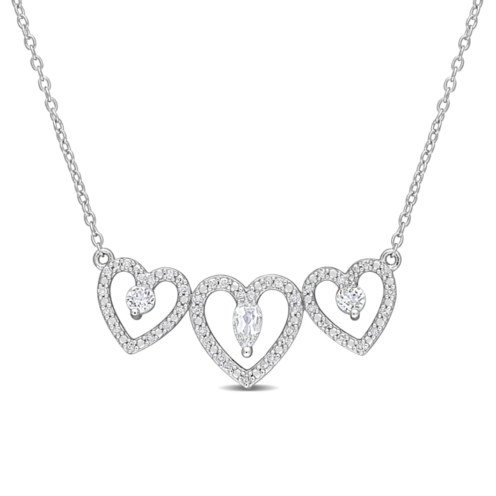 1/2 CT TGW White Topaz and 1/5 CT TW Diamond Triple Heart