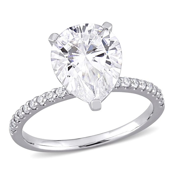 3-1/2 CT DEW Created Moissanite Engagement Ring in 10K White