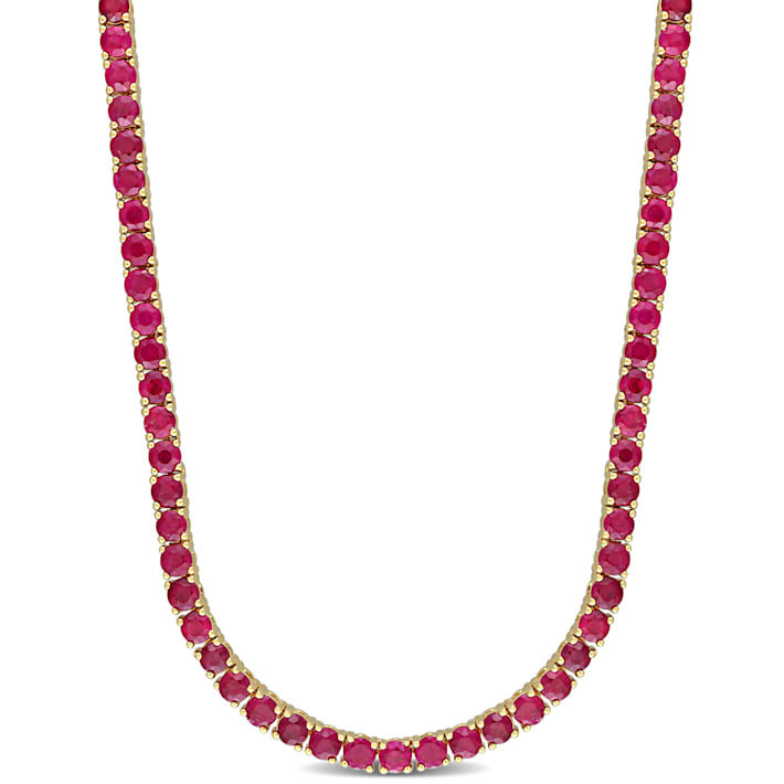 16 1/5 CT TGW Ruby Tennis Necklace in 14K Yellow Gold - 1C3F5A