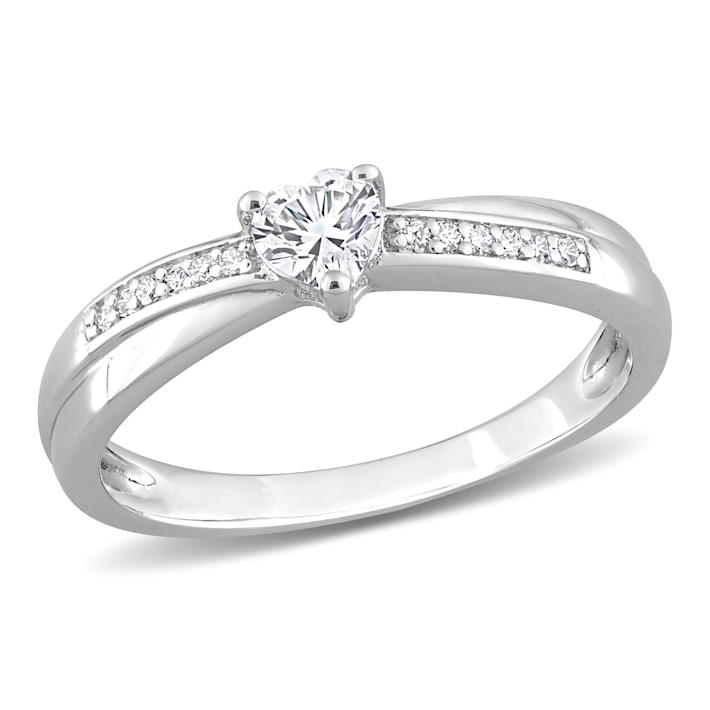 1/4 CT TGW Created White Sapphire and Diamond Accent Heart