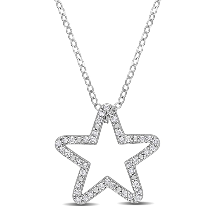 1/5 CT TDW Diamond Star Pendant with Chain in Sterling