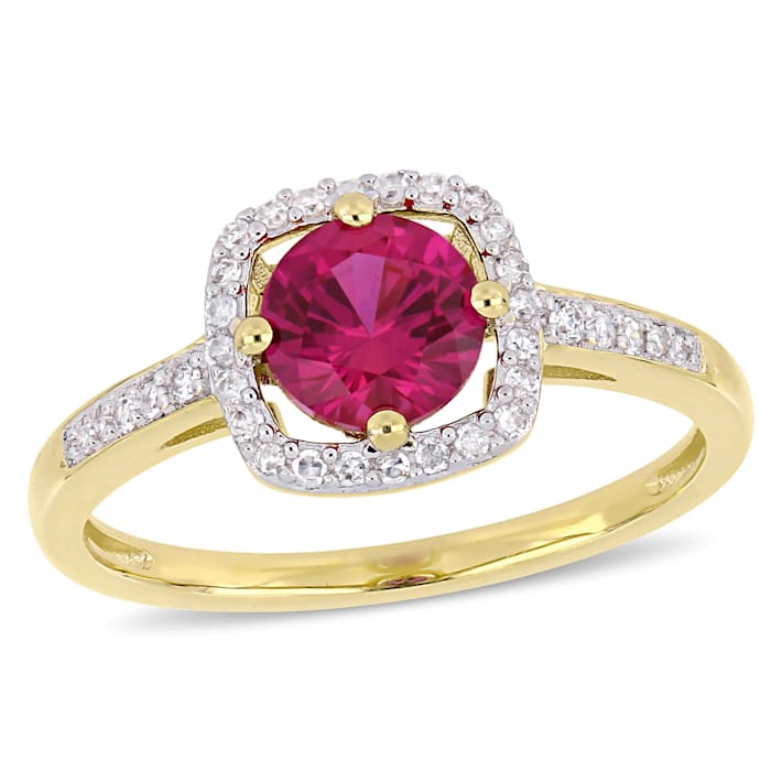【限定製作】 Created TGW CT 1 Ruby 10K in Ring Halo Diamond TW CT 1/7 and その他
