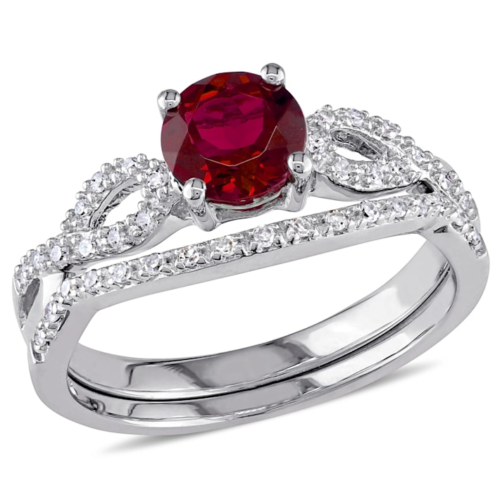 1 CT TGW Created Ruby and 1/6 CT TW Diamond Infinity Bridal