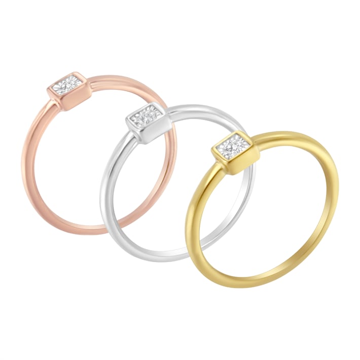 MANBU Sterling Silver Birthstone Ring For Women - Colorful Stackable...