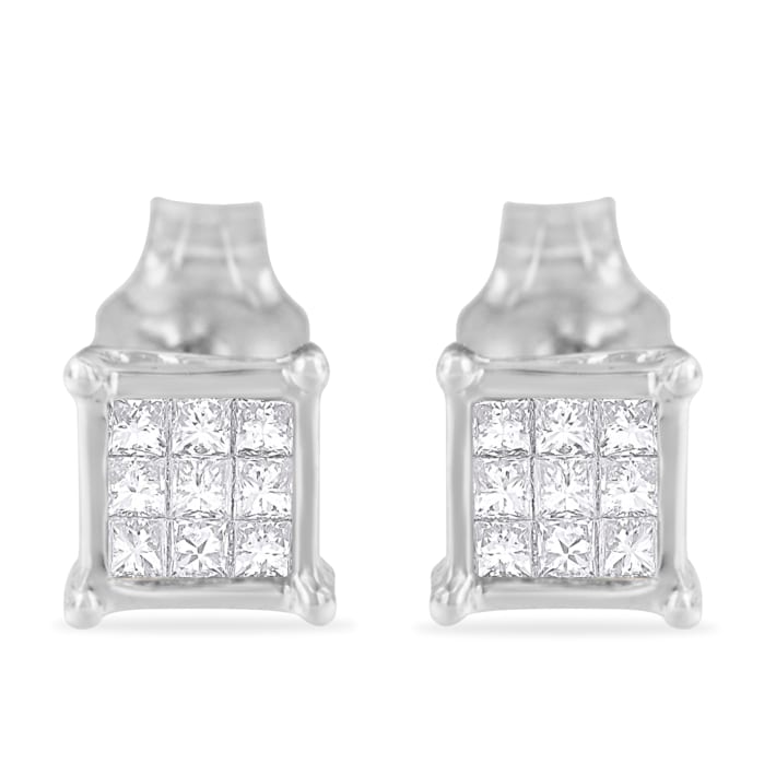 新着商品 Sterling Silver Stud Diamond Princess-cut Multi-stone 時計