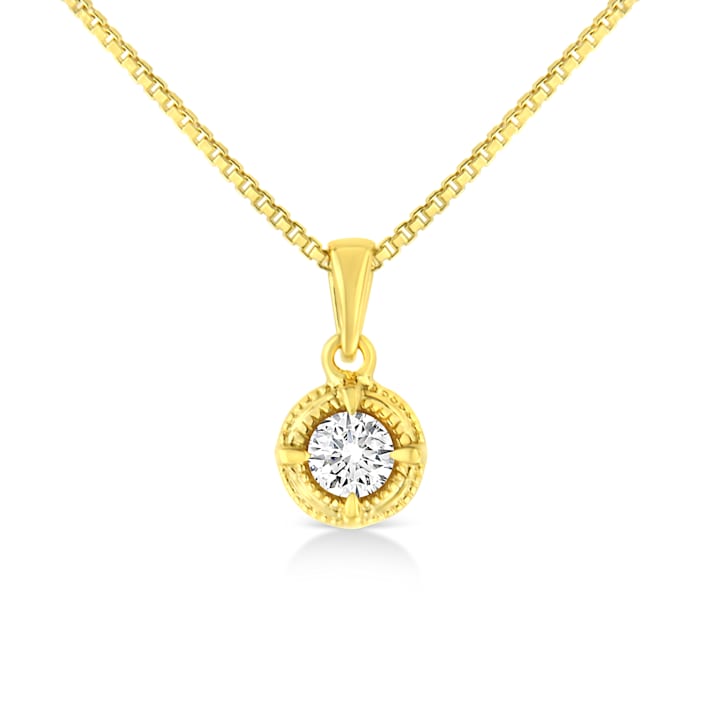 予約販売 14K Yellow Solitaire Diamond 1/3ctw Sterling Over Gold ネックレス