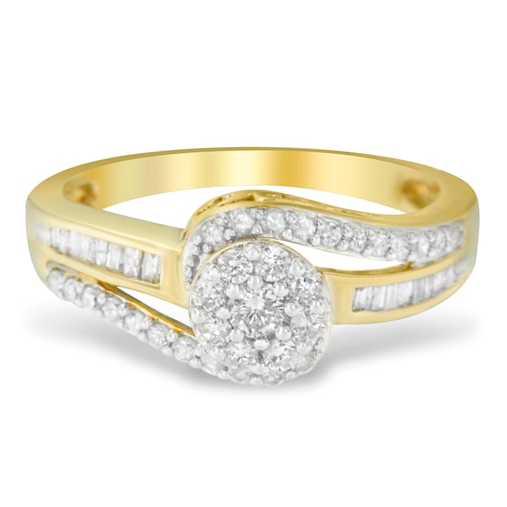 くらしを楽しむアイテム 10K Yellow Gold Diamond Cluster Ring (1/2ctw, I-J Color, I2 アクセサリー
