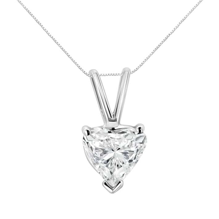 最適な価格 14K White Pendant Solitaire Diamond Shaped Heart 3/8ctw Gold ピアス