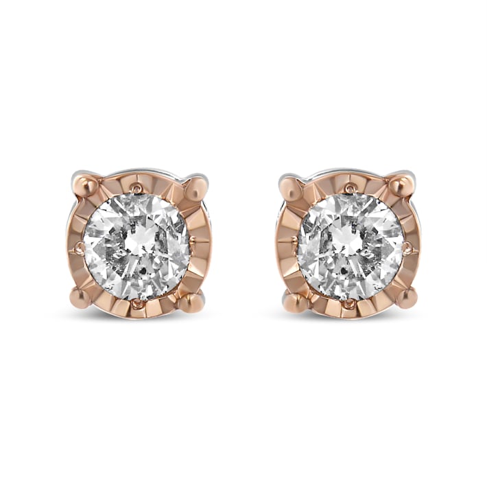 10K Two-Tone Gold over Sterling Silver 0.40ctw Round Diamond