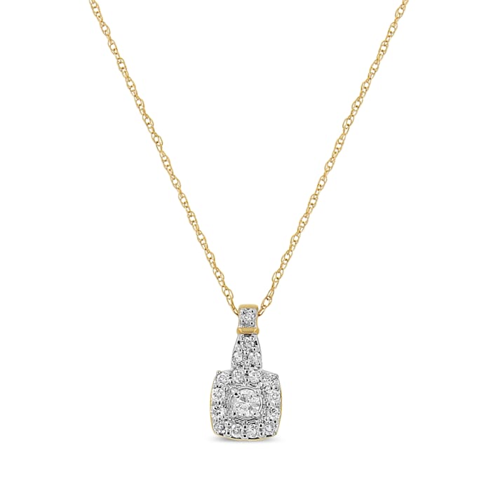 種類豊富な品揃え Over Gold Yellow 10K Sterling Square Diamond 1/4ctw Silver アクセサリー