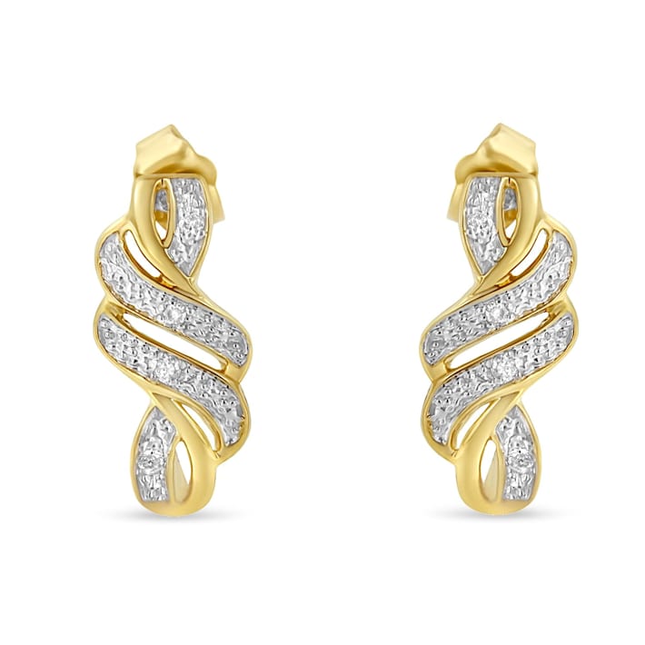 Diamond-Accent 14K Yellow Gold Over Sterling Silver Cross