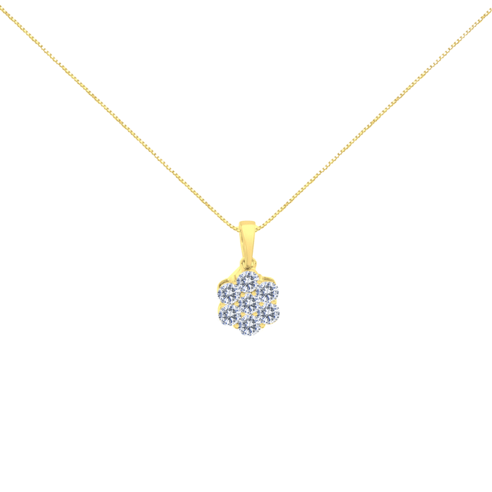 ルビー　ダイヤモンド　チャーム　WG18 14K White Gold 1/4ctw Round Diamond Floral Cluster 18