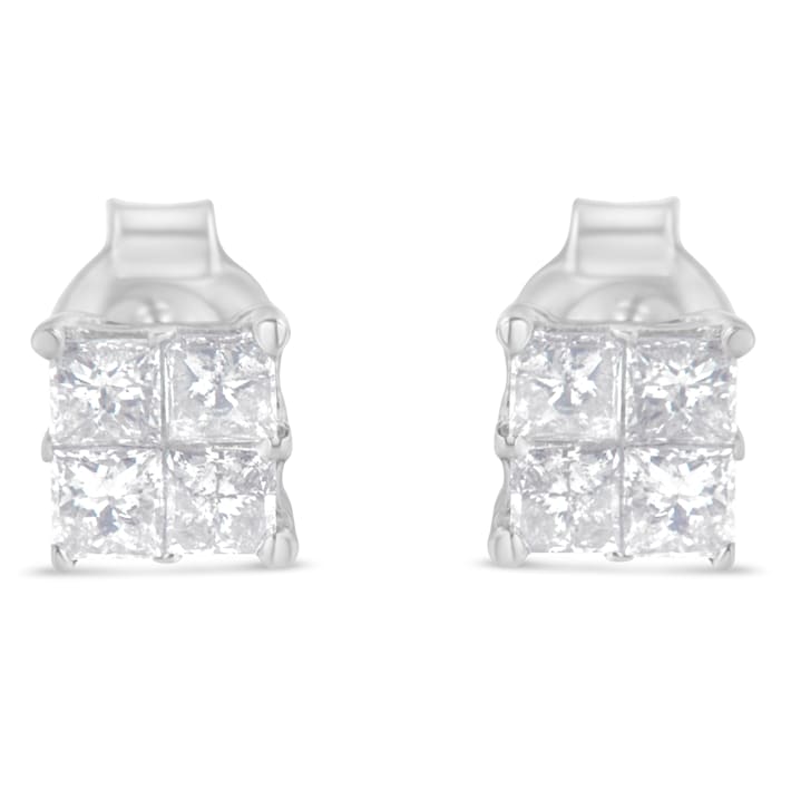 【2025】お歳暮・冬ギフト 10K White Gold Diamond Stud Earrings 3/4ctw - 1T5DRA ラウンド用品・アクセサリー