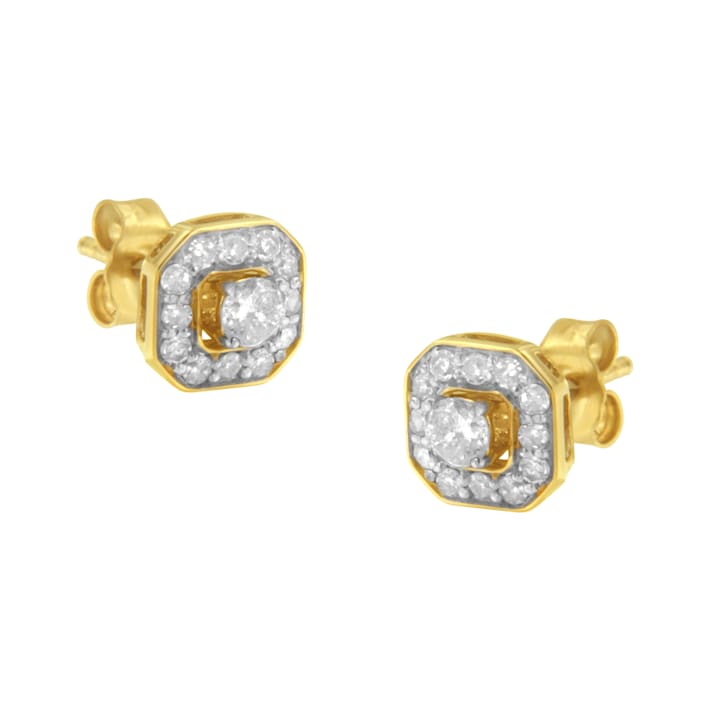 STUDIO T&Y
レザー 長財布 1/4 CT. T.W. Multi-Diamond Rope-Textured Frame Stud Earrings