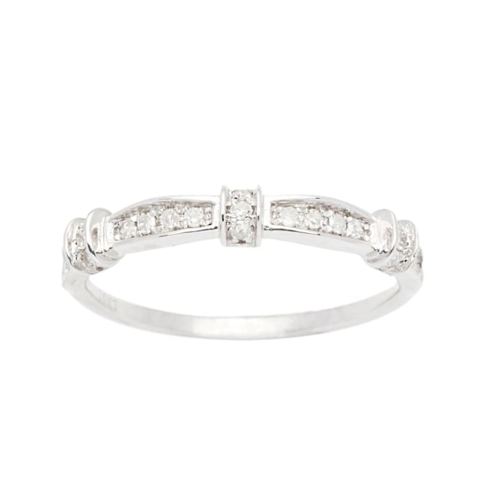 10k White Gold Contoured Diamond Wedding Band (1/6 cttw, H-I