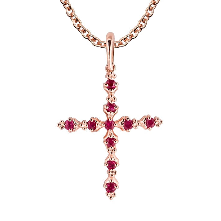 Ruby and diamond cross necklace sale
