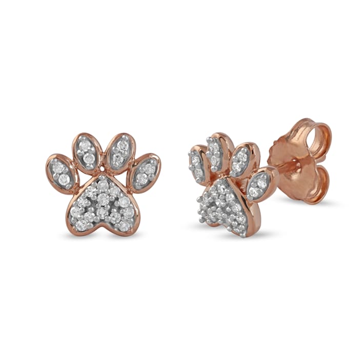 Rose gold dog paw earrings top