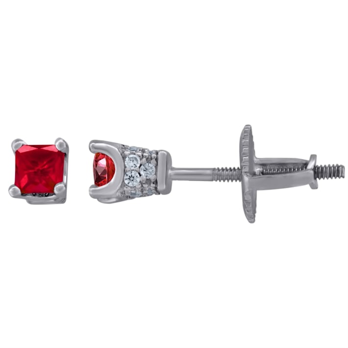 V3 Jewelry Sterling Silver 13.00 Carat Cushion Cut Ruby Solitaire Dangle Earrings main image 1