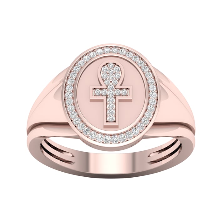 Diamond2Deal 10K Rose Gold .15ctw Round Diamond Cross Band