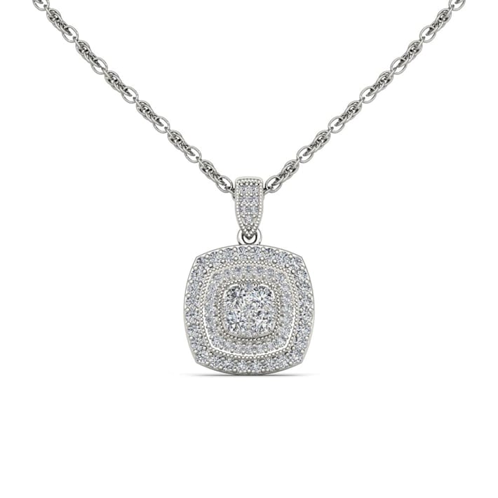 Diamond2Deal 10k White Gold Diamond Pendant With 18 Inch