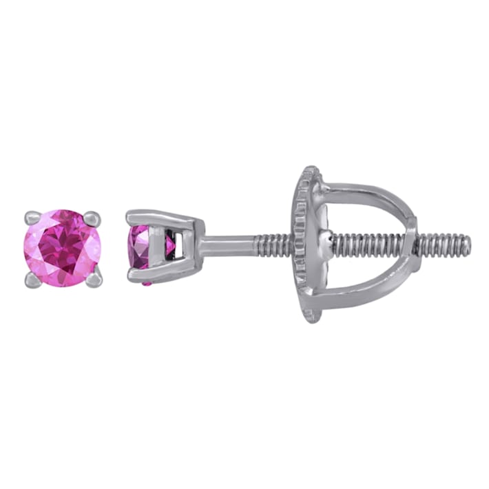 Brand Avenue 925 Silver Pink Round Stud Earrings