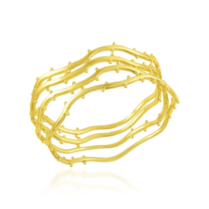 商品画像：Men's 18K Yellow Gold Bangle Bracelet | Streamline | David 2