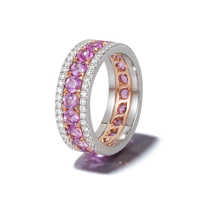☆nff☆ sun magenta ring nff16 2.50 ct. t.w. Pave Pink Sapphire Ring in 14kt Rose Gold