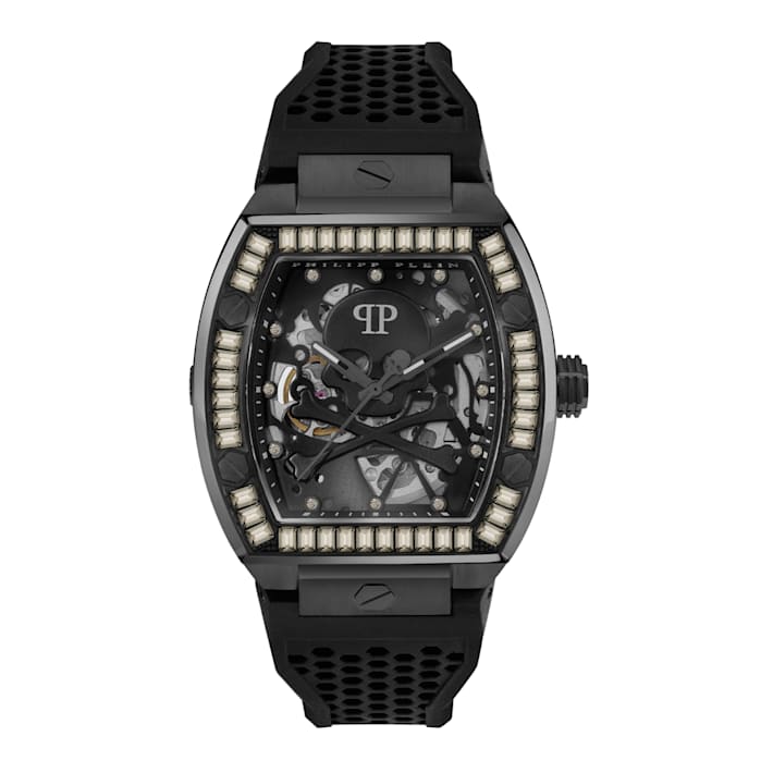 海外ファッションブランド通販サイト【公式】 Bezel Black $keleton The Plein Philipp Black Strap Silicone トップス