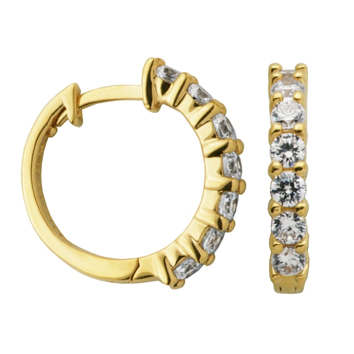アクセサリー Made in Italy 2点/新品 Sterling Silver Cubic Zirconia Classic Hoop Earrings - 12LJ2A