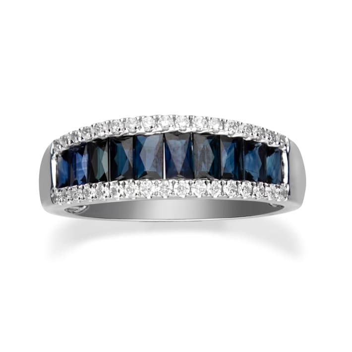 Gin and Grace 10K White Gold Natural Blue Sapphire Ring with