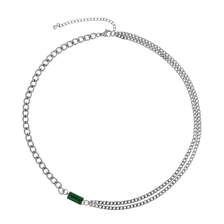 REBL Harlow Green CZ Hypoallergenic Steel Necklace