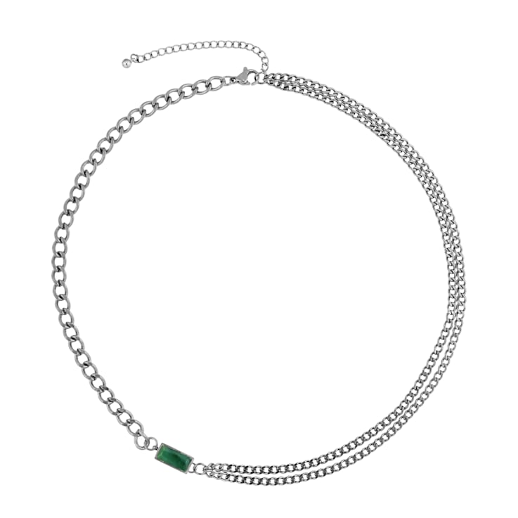 REBL Harlow Green Jasper Hypoallergenic Steel Necklace