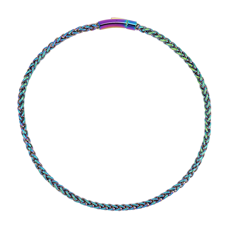 Caelan Hypoallergenic Steel Rainbow Wheat Chain Necklace