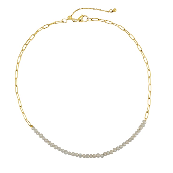 REBL Evie Pearl 18K Yellow Gold Over Hypoallergenic Steel Frontal Necklace