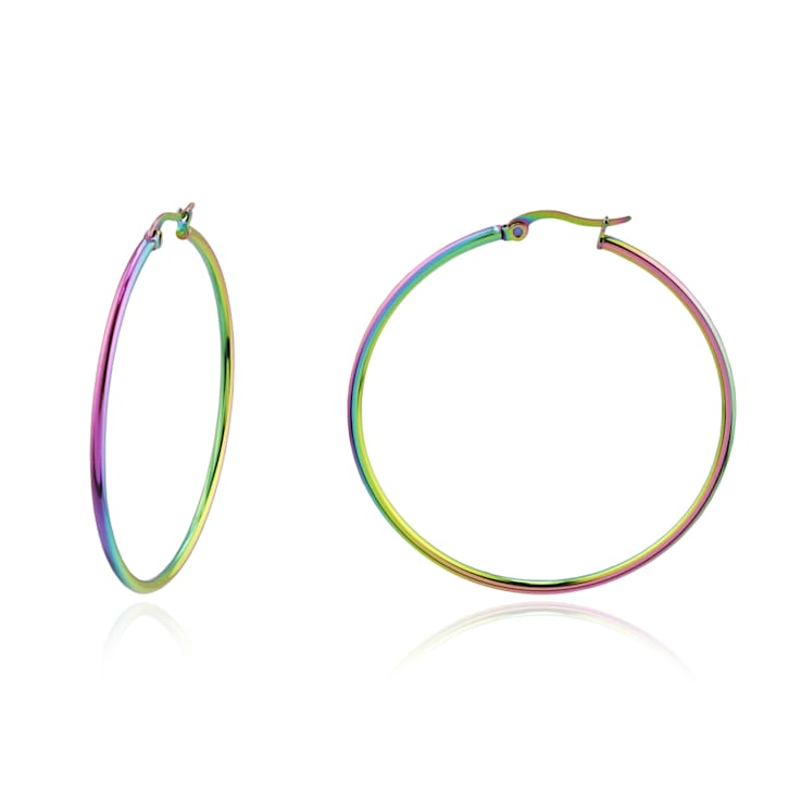 Remi Hypoallergenic Steel Rainbow Large Hoop Earrings