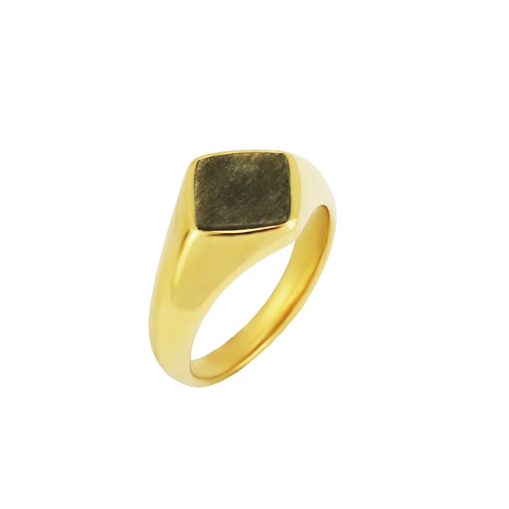 REBL Ryder Obsidian 18K Yellow Gold Over Hypoallergenic Steel Inlay Ring