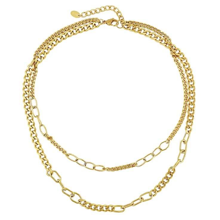 REBL Alex Multi Chain 18K Yellow Gold Over Hypoallergenic Steel Layered Necklace