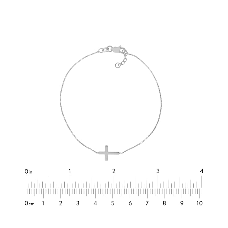 14K Solid White Gold Cross Bracelet