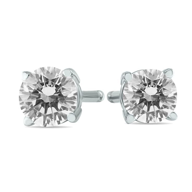 1/3 Carat TW Round Diamond Solitaire Stud Earrings In 14k White Gold
