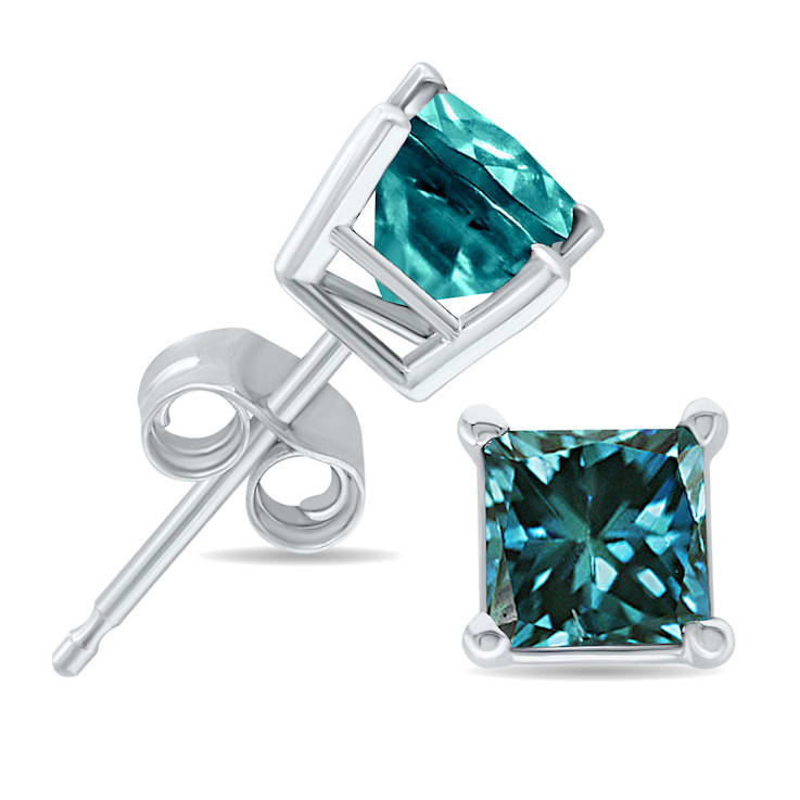 0.25 Carat Blue Diamond Stud Earrings In 10K Solid Gold | eBay
