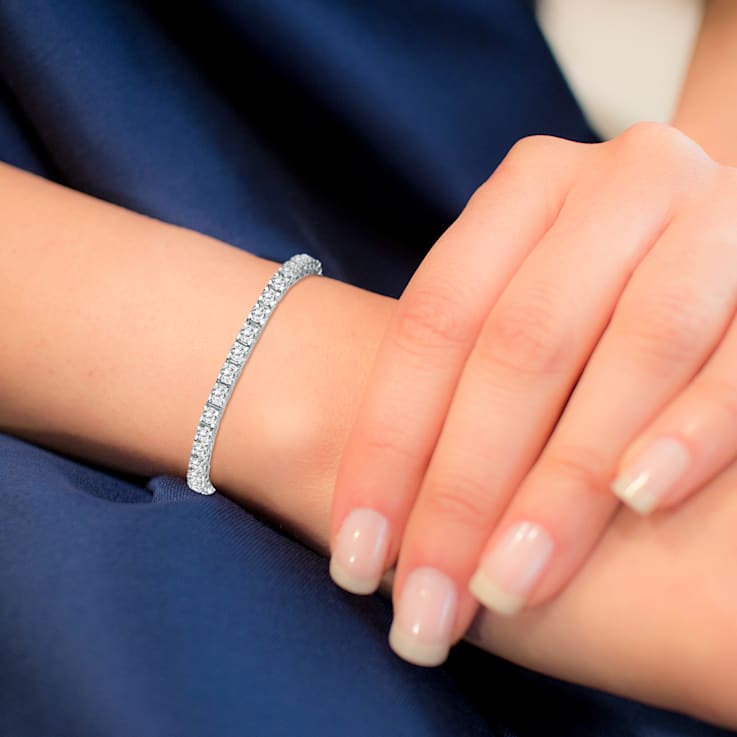 AGS Certified 5 Carat TW Classic Diamond Tennis Bracelet in 14K White Gold