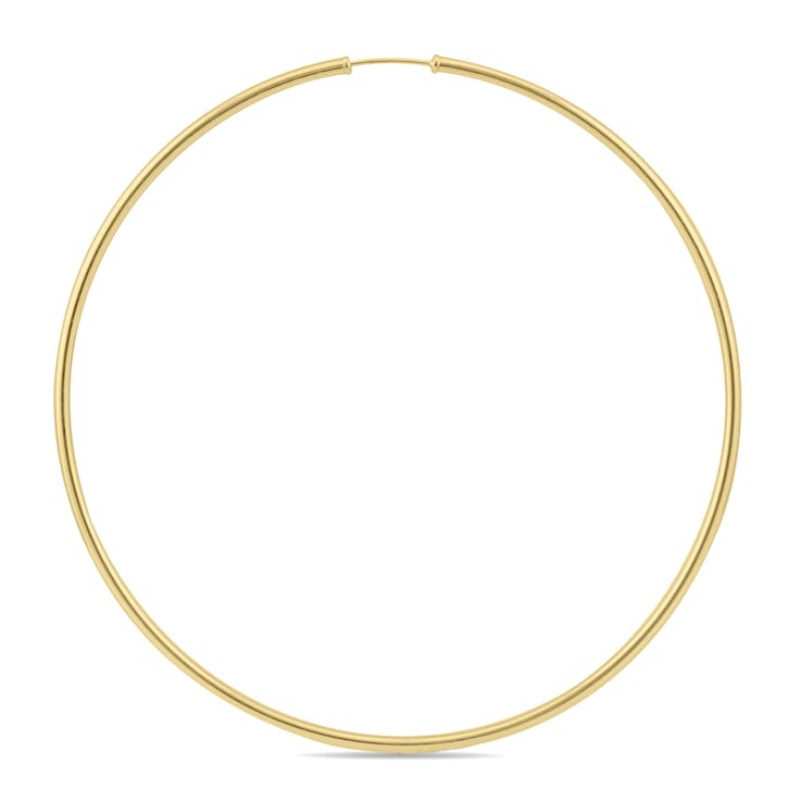 70MM Endless Hoop Earrings 14k Gold.