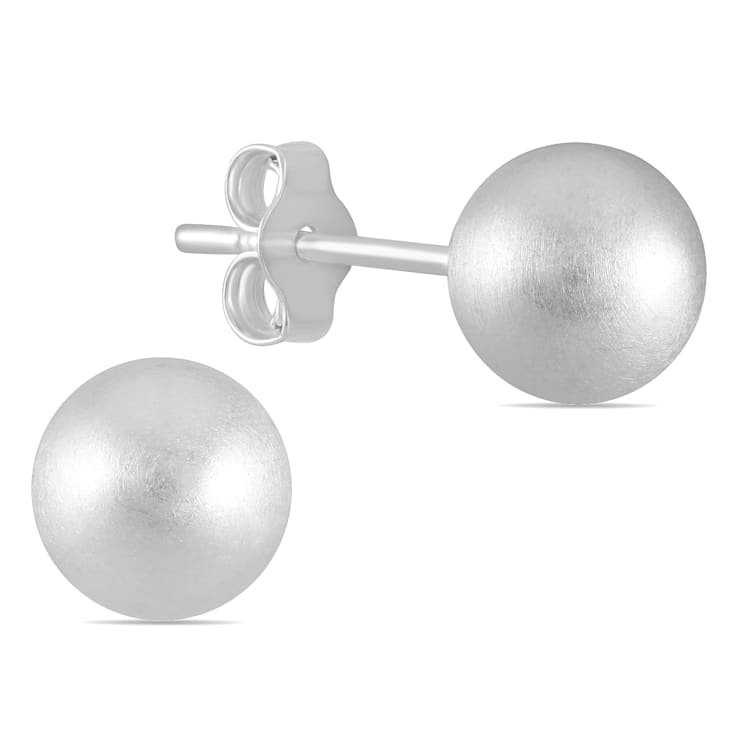 6mm Satin Finish Ball Stud Earrings in Sterling Silver 1B1V4A